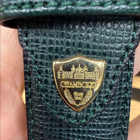 Vintage High End Stylish Green Leather Belt with Gold Buckle - Picture 3 of 5